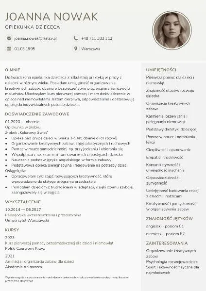 Opiekunka w żłobku
