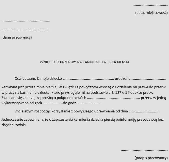 Zaświadczenie o karmieniu piersią